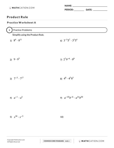 20 expressions to practice the product rule, power rule, quotient rule, and negative exponents. . Exponents product and quotient rule worksheet kuta